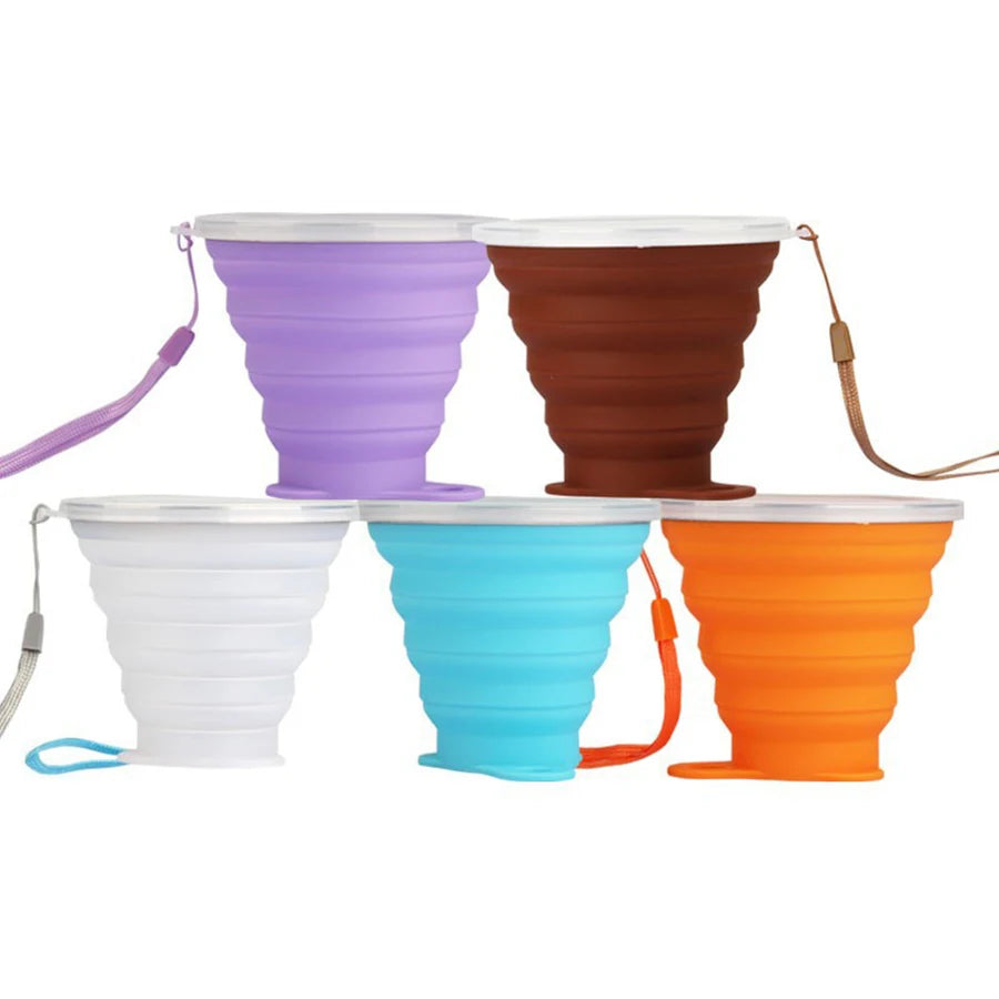 270ML Silicone Collapsible Cups for Camping Foldable Travel Water Bottle Outdoor Travel Cups for Children Reusable Folding Mug