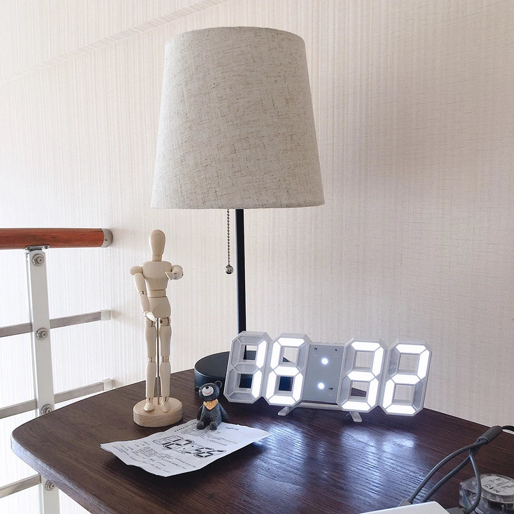 3D LED Digital Clock Luminous Fashion Wall Clock Multifunctional Creative USB Plug in Electronic Clock Home Decoration