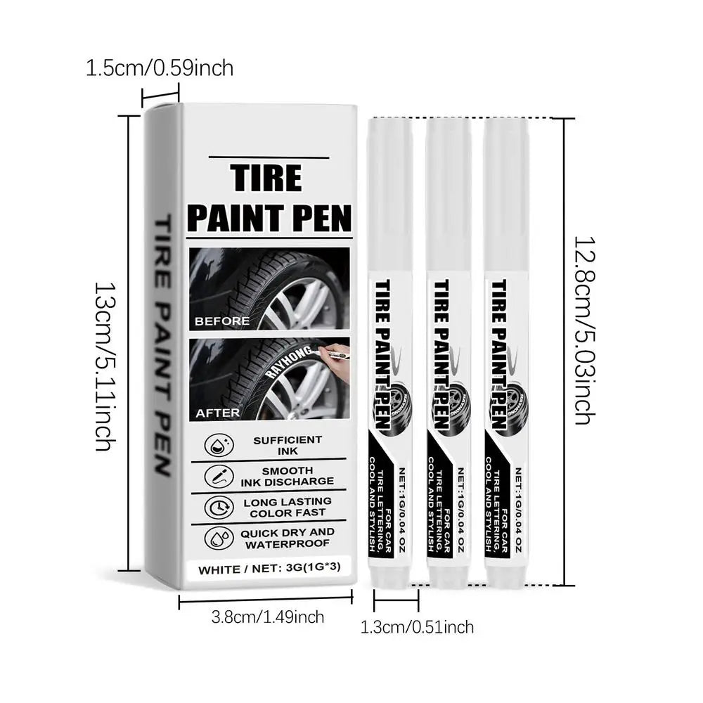 White Paint Pens 3X Paint Pens Tire Markers Quick Dry Marking Pens Oil Based Marker Pen Waterproof Permanent Markers For Rubber
