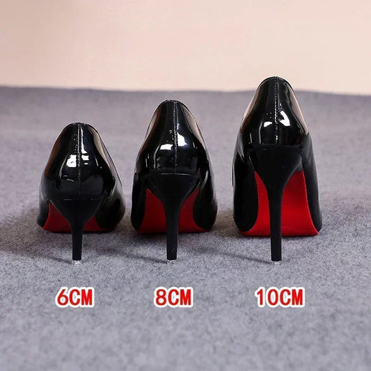 Sexy Red Bottom Women High Heels Classic Ladies Pumps Autumn Leather Dress Heel Shoes for Women Banquet Wedding High Heels - Belvar