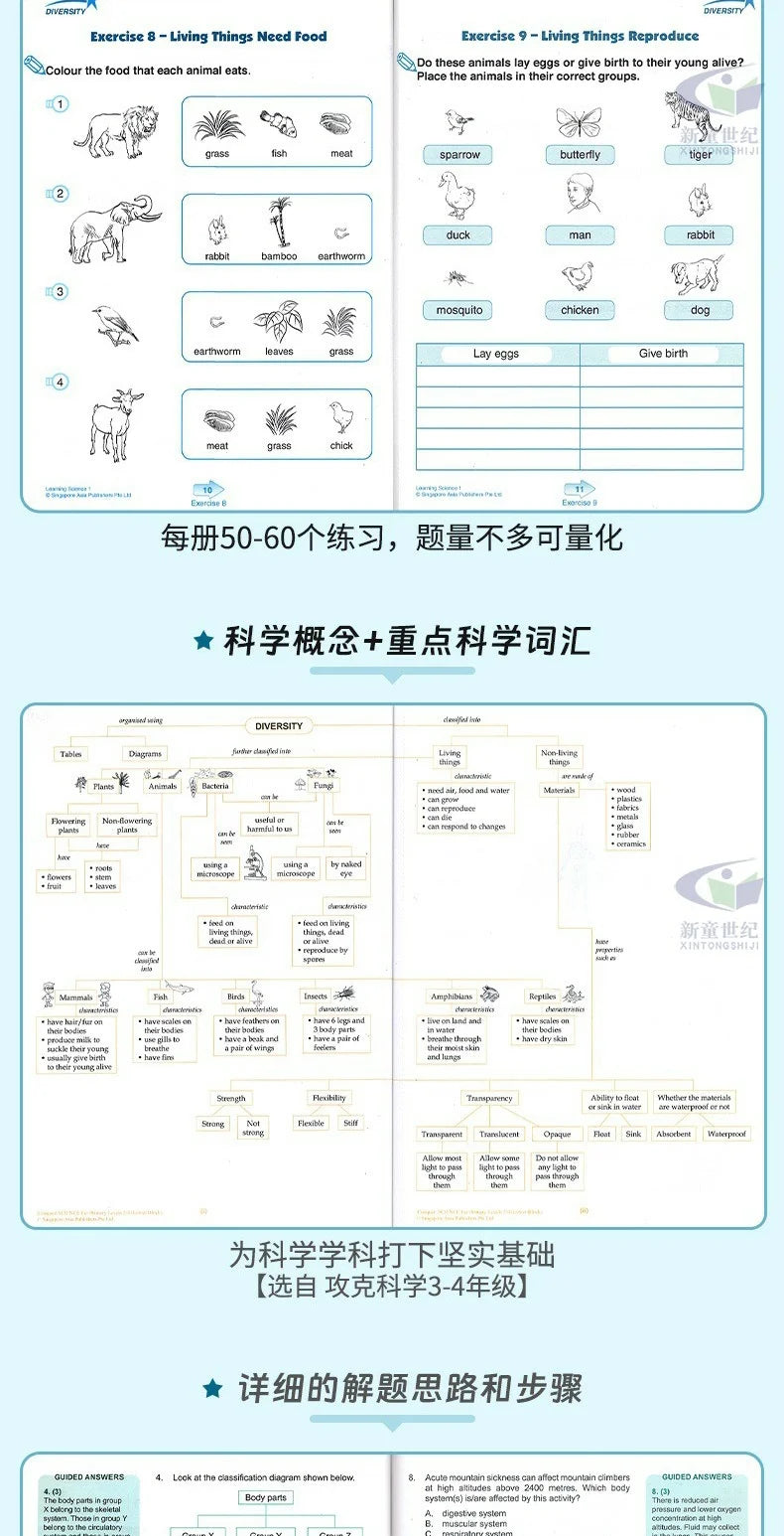 Singapore Science Primary School Grades 1-6 SAP Learning + Conquer Science Science Subject Workbook Knowledge Series