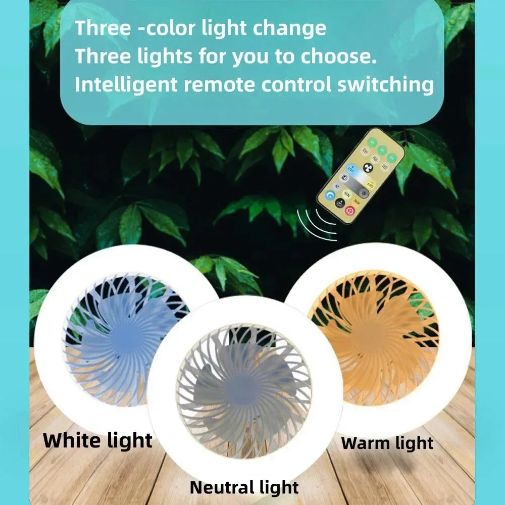 2 in1 Ceiling Fan with Remote Control Lighting Lamp E27 Converter Base Lighting Base Bedroom Living Room