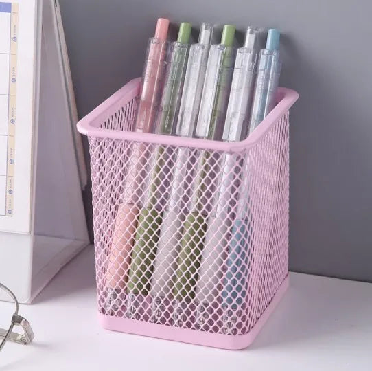 1Pcs New Pencil Holder Office Desk Metal Mesh Square Pen Pot Cup Case Container Organiser Durable Pencil Case