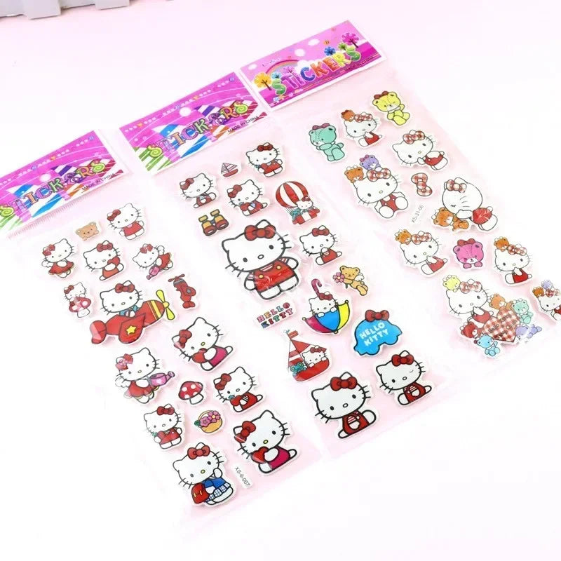 12PCS Kawaii Hello Kitty Bubble Stickers 3D Decoration Decals Cute Children Reward Puffy Sticker Stationery Supplies Kids Toy