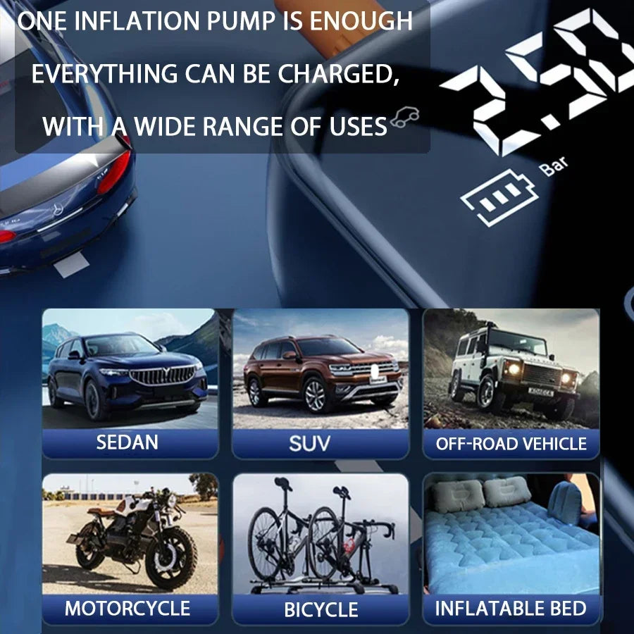 1PC Car Mounted Wireless Digital Display Inflation Pump Portable Wireless Air PumpTire Inflator for Electric Cars