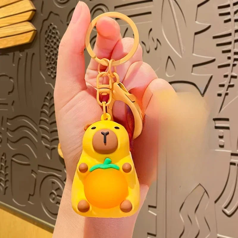 Simulation Capibara Anime Lighting In The Dark Toy Kawaii Cute Mini Doll Warm Light Keyring Creative Luminous Capybara Keychain