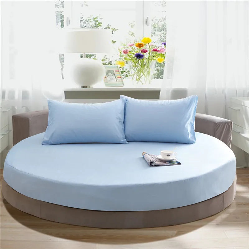 100% Cotton Fitted Sheet Round Hotel Home Extra Soft Round Bed Sheets and Pillowcases Pure Cotton Bedsheet with Elastic Straps