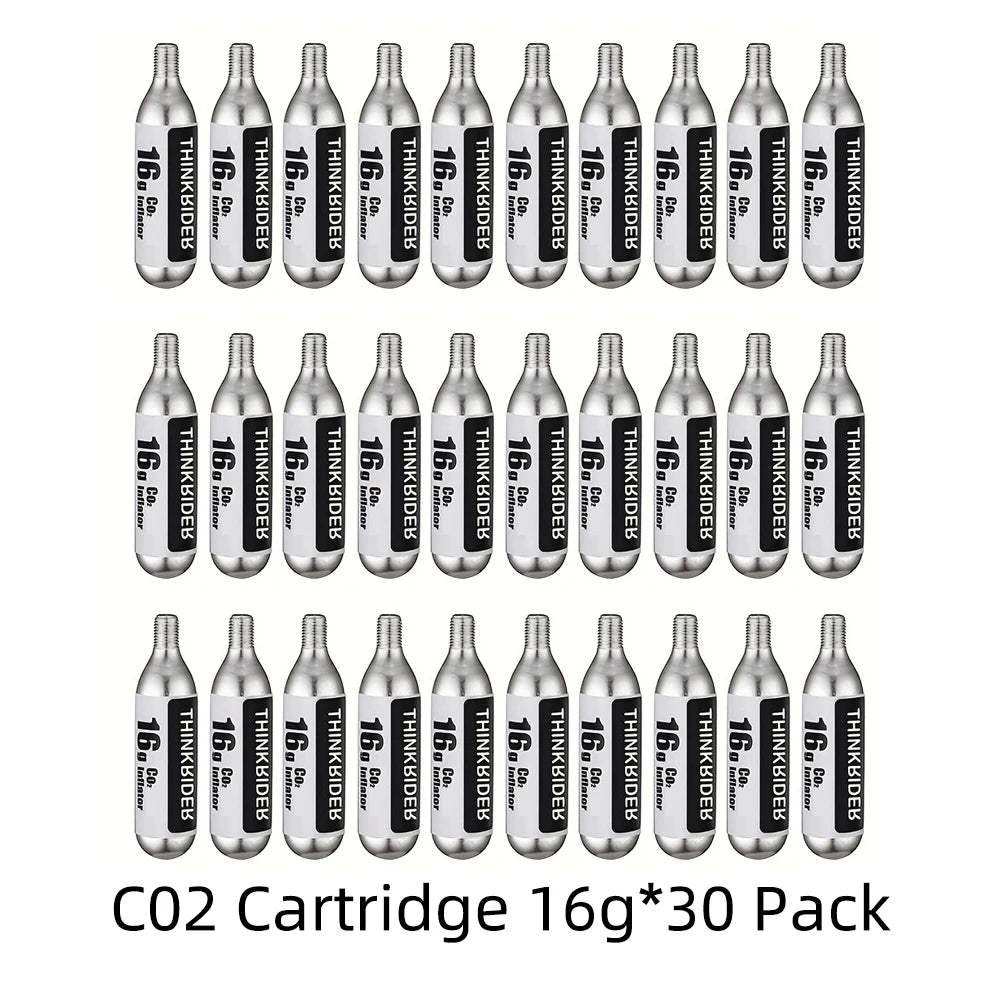 ThinkRider 16g Threaded CO2 Cartridges or CO2 Inflator for Bike Tires - Cartridge for CO2 Inflator with Threaded Connection