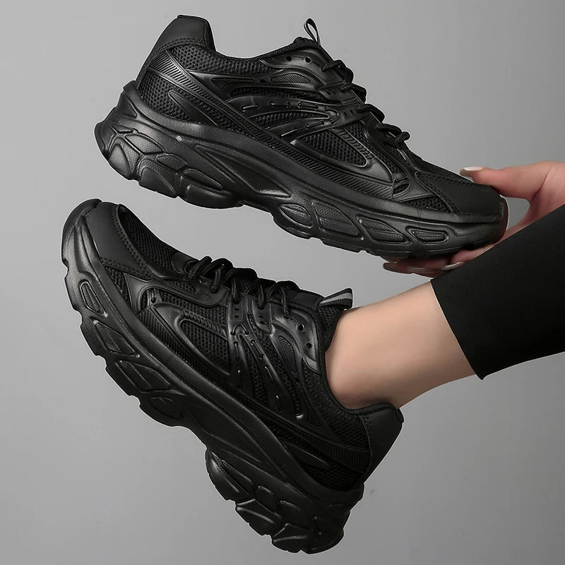 Women's low top sports shoes breathable white lace up walking sports shoes casual matching running thick sports shoes