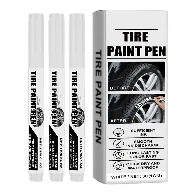White Paint Pens 3X Paint Pens Tire Markers Quick Dry Marking Pens Oil Based Marker Pen Waterproof Permanent Markers For Rubber