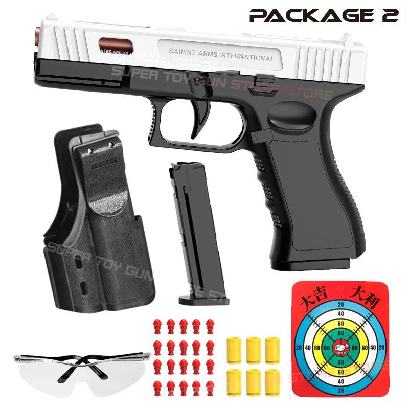 2025.G18 Toy Gun. Air Gun Pistol CS Shooting Weapon Toy Gun Automatic Shell Throwing Soft Bullet Toy Gun (Quick Disassembly)
