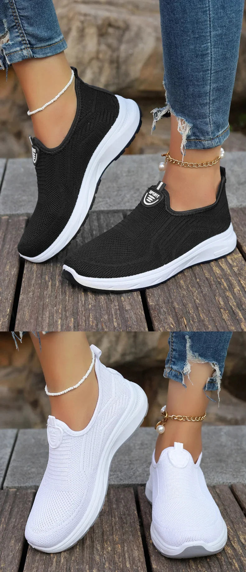 Shoes for Women Lightweight Breathable Big Size Lady Flats Slip on Casual Shoes Outdoor Sport Tennis Shoes Fashion Sneakers
