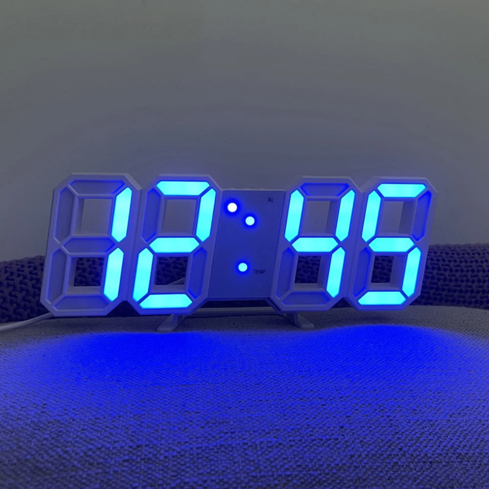 3D LED Digital Clock Luminous Fashion Wall Clock Multifunctional Creative USB Plug in Electronic Clock Home Decoration