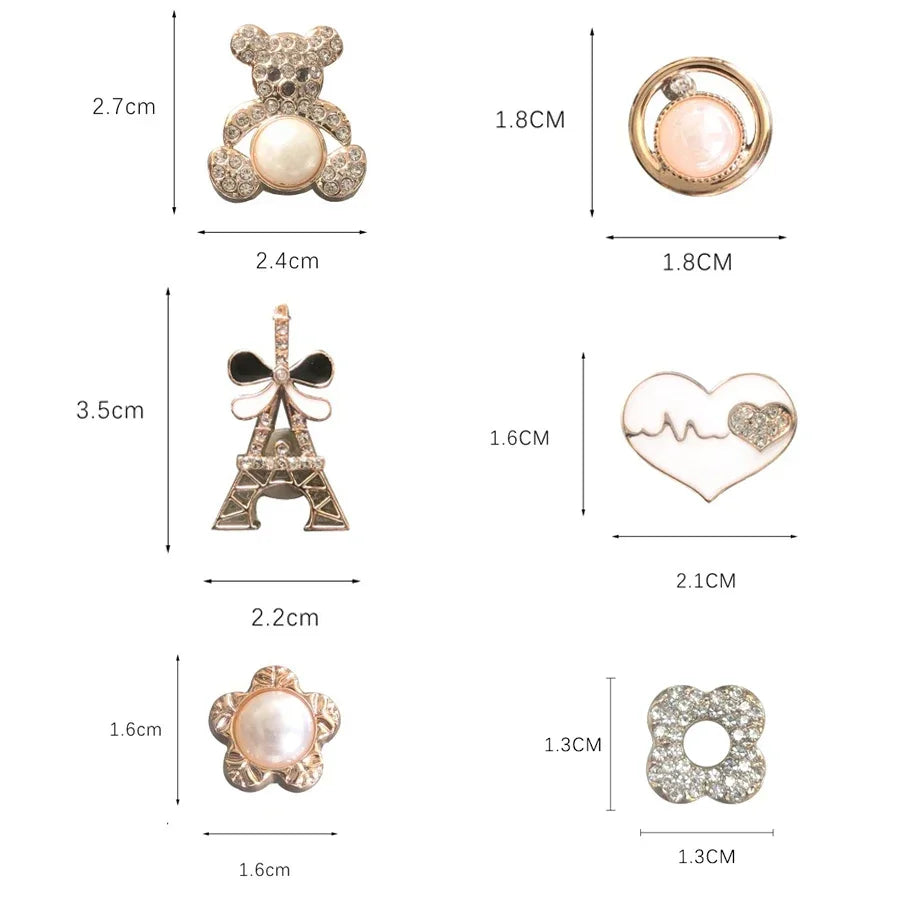 14PCS Shoe Charms Rhinestone Pearl Decorations DIY Detachable Pins for Crocs Clogs Sandals Sneakers Jewelry Accessories