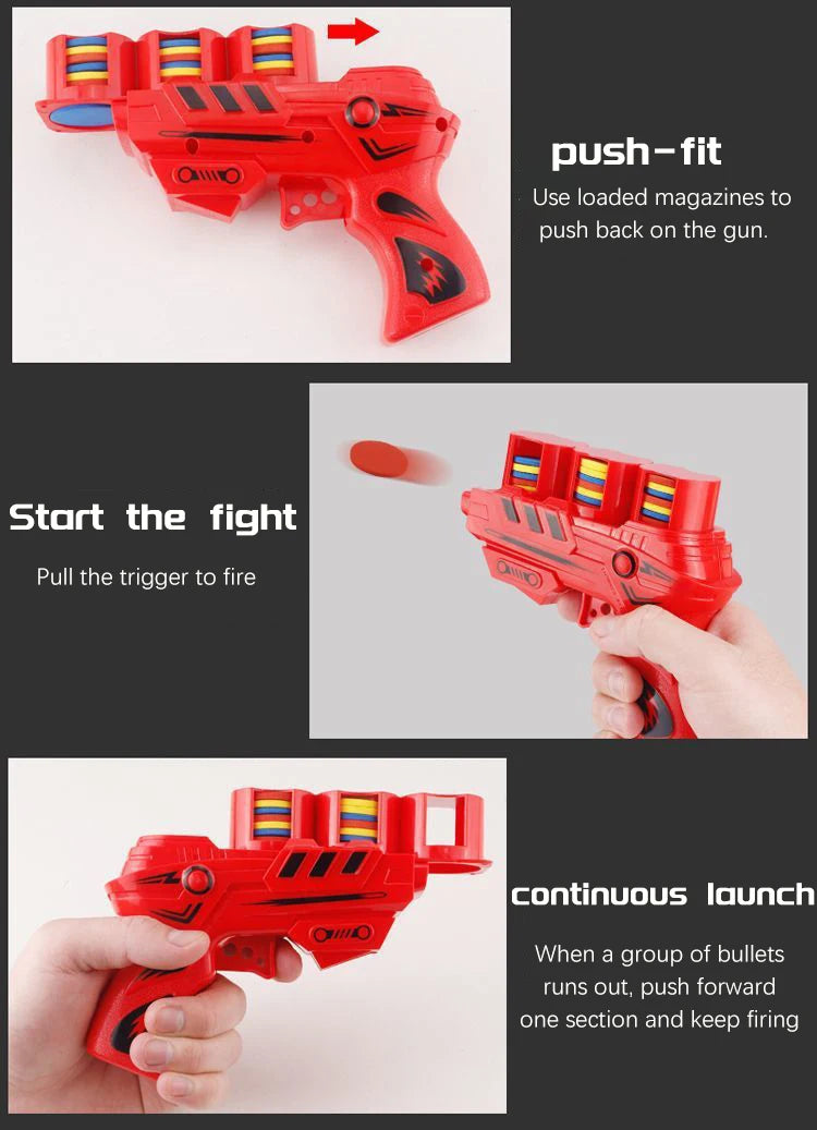 Soft Bullet Toy Gun Children's Flying Gun Toy Safety EVA Soft Bullet Foam Disc Launcher Gun Parent-Child Interaction Games Toys