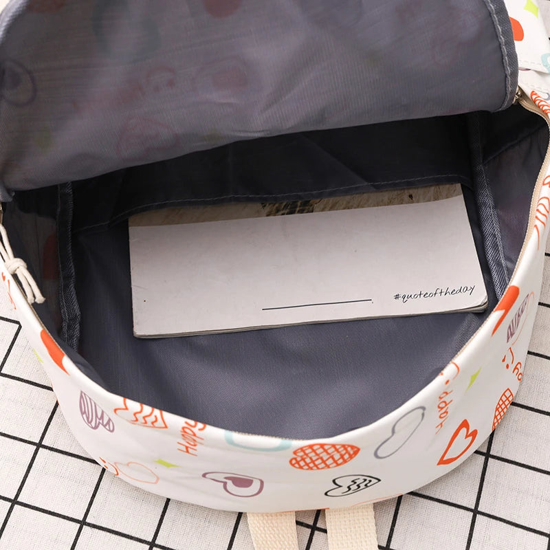Waterproof Nylon Book Bag Teenage Large Capacity College Backpack Fashion Students School Bag Cute Travel Backbag College Bag
