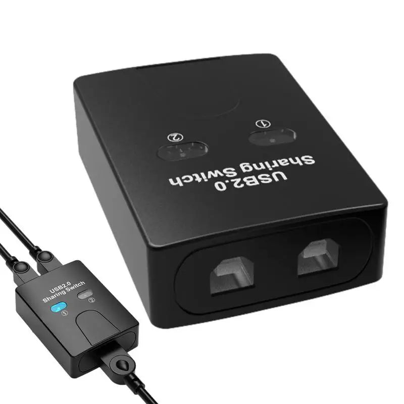 2 Port USB Switch Manual USB HUB Two Computers Share U Disk Printer Devices Two In One Out USB 2.0 Sharer With Cable