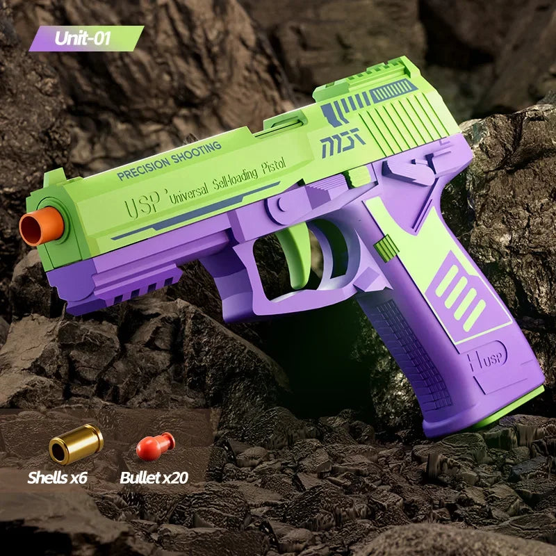 Soft Bullet Toy Gun USP Throwing Shell Airsoft Blaster Outdoor Sports CS Game Weapon Pistol Shooter Weapon for Children Gift