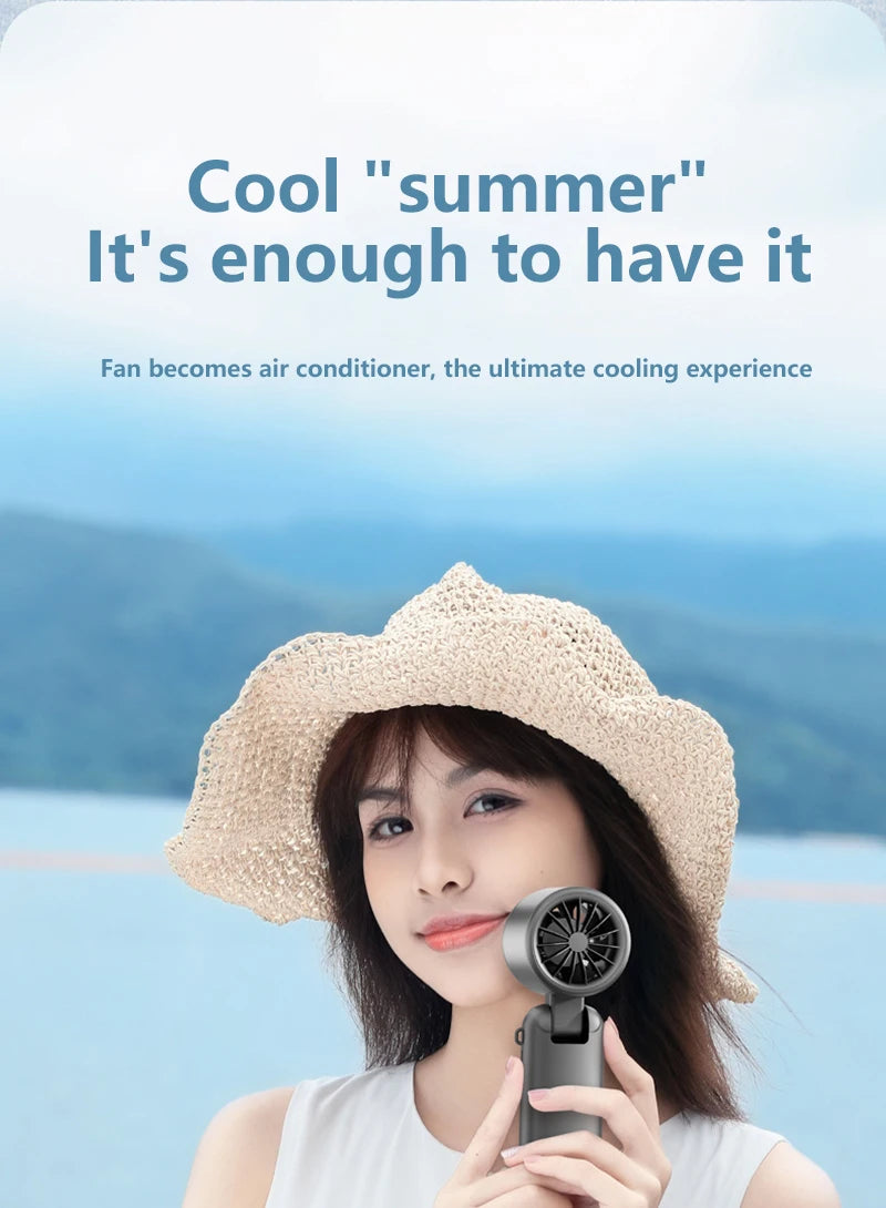 Xiaomi Refrigeration Handheld Electric Fan High-speed Violent Turbo Fan Folding Neck Hanging Ice Pack Small Fan Office Outdoor