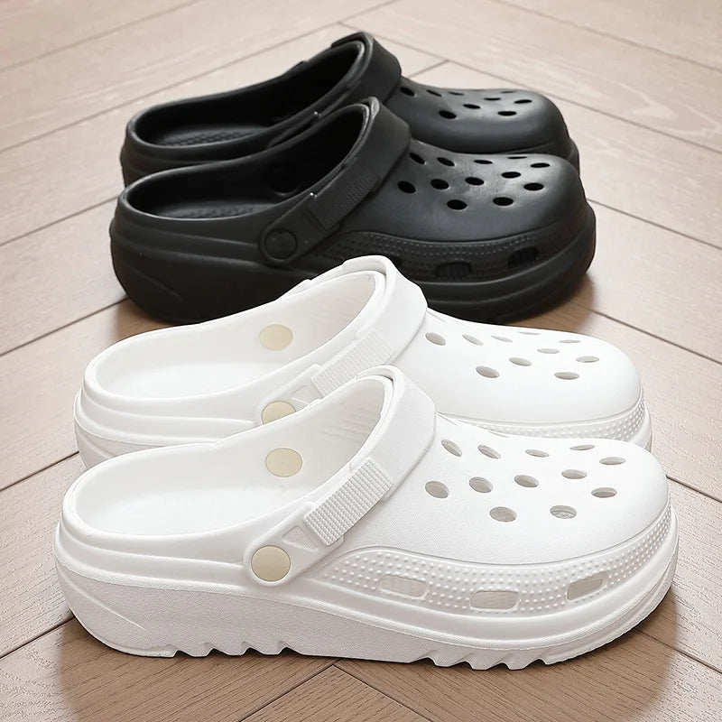 Thick soled perforated shoes for women, sandals for wearing, height increasing slippers, hiking beach sandals