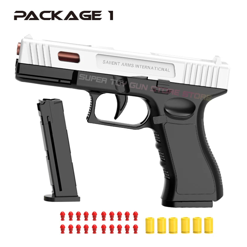 2025.G18 Toy Gun. Air Gun Pistol CS Shooting Weapon Toy Gun Automatic Shell Throwing Soft Bullet Toy Gun (Quick Disassembly)