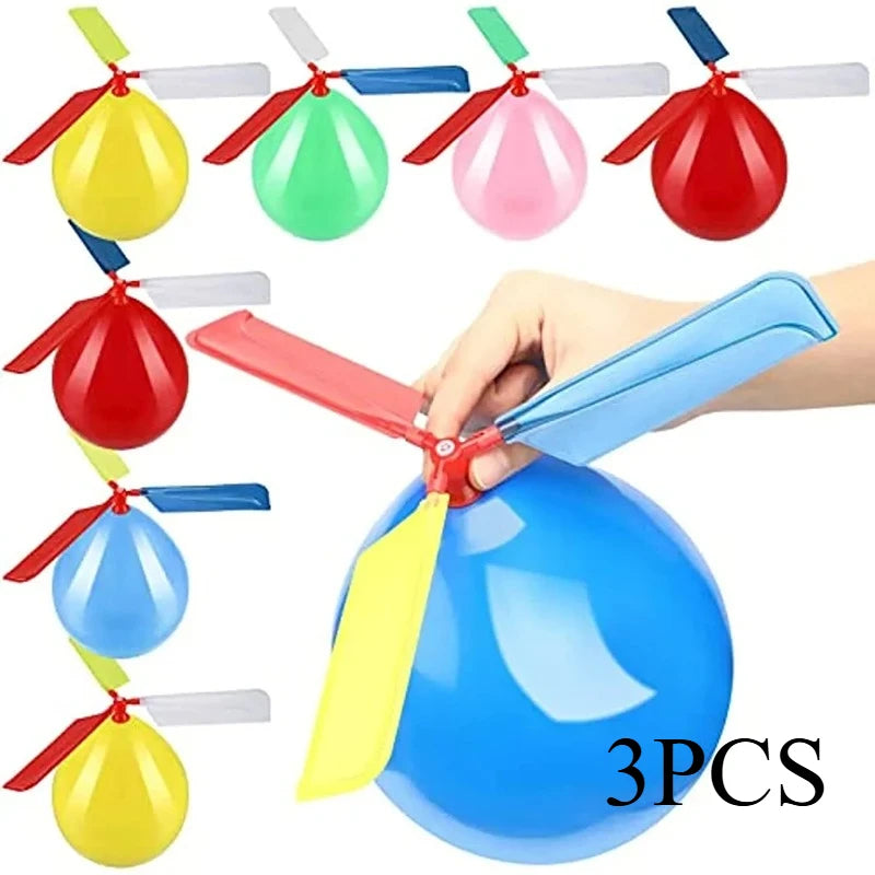 3PCS Air Balloon Helicopter Toy Funny Balloon Ortable Outdoor Helicopter Flying Kid Birthday Party Children's Day Interest Game