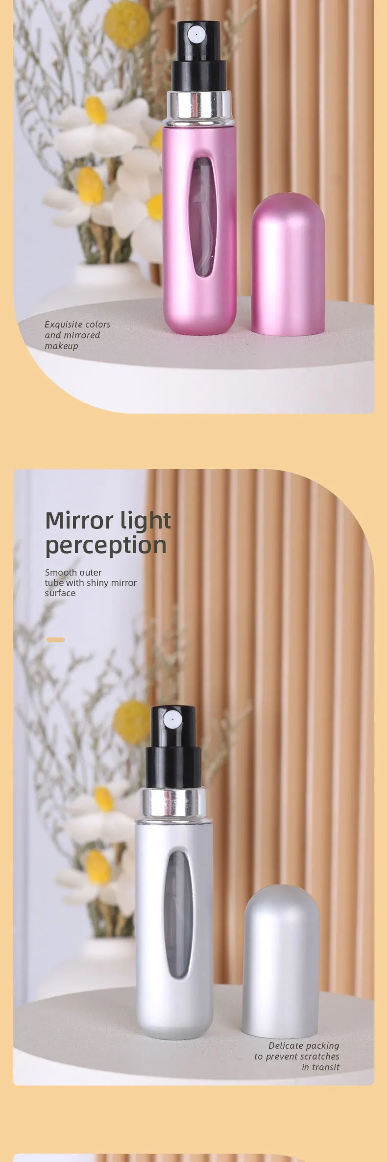 1pc Trial Size 5ml Aluminum Perfume Bottle Bottom Easy Pump Refill Perfume Spray Bottle Mini Lightweight Travel Essential