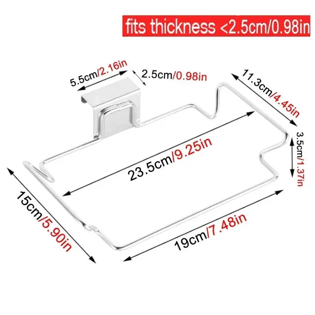 Kitchen Trash Rack Cabinet Door Bags Stainless Steel Closet Garbage Storage Holder
