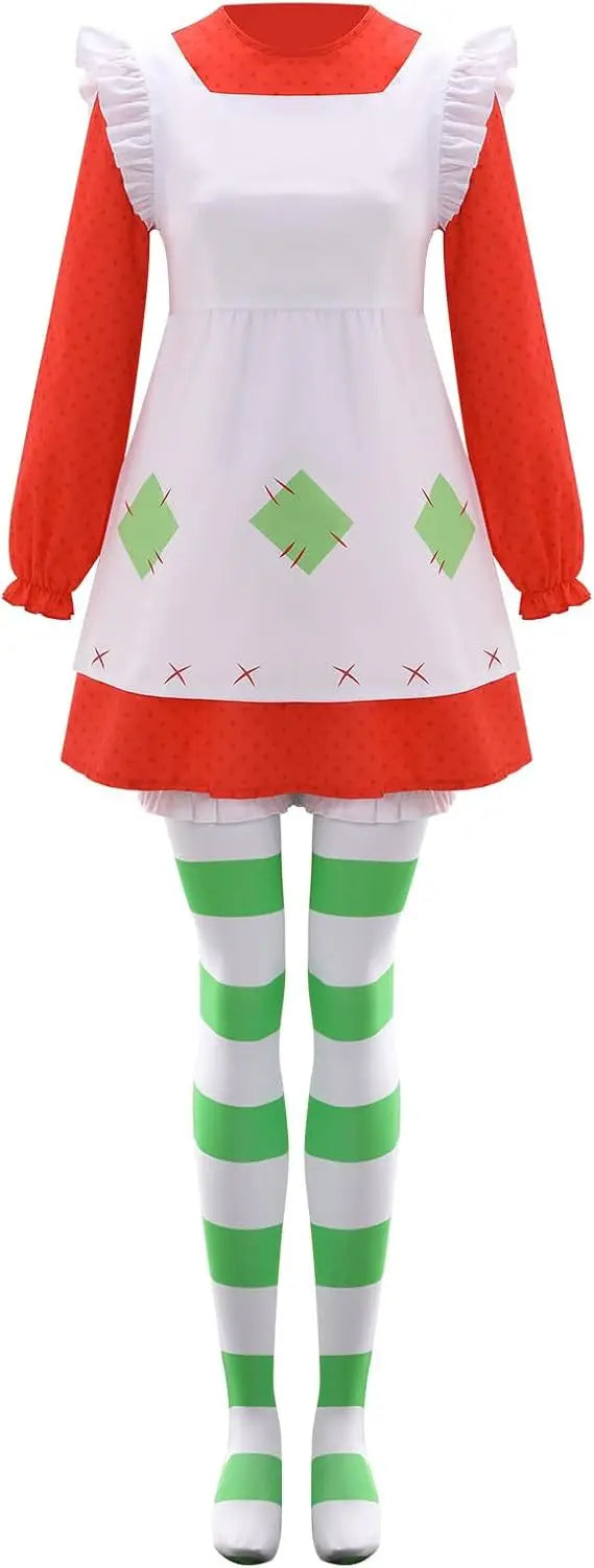 Strawberry Shortcake Cosplay Costume 1980 Classic Suit Women The World of Strawberry Shortcake Halloween Fancy Dress