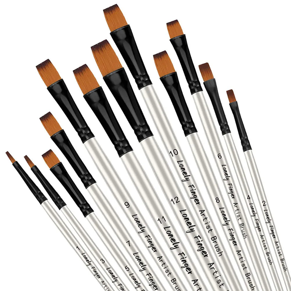 12 Pcs/set Nylon Hair Wooden Handle Watercolor Paint Brush Pen Set Learning DIY Oil Acrylic Painting Art Paint Brushes Supplies