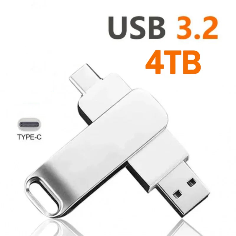 16TB Flash Drive USB 3.2 Super High Speed Transfer Metal Mini U Disk Pen Drive Type C Memory Waterproof Disk SSD U Drive