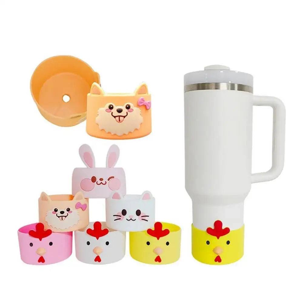 Silicone Bottle Bottom Sleeve Cup Accessory Cartoon Anti-Slip Water Bottle Pad Heat Insulation Sports Cup Cover for Tumbler