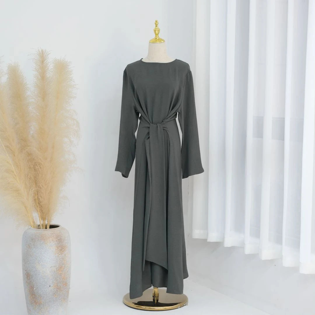 Uni Elegant Ramadan Muslim Modest Dress For Women Eid Arabic Turkey Kaftan Dresses femme Plain Abaya Dubai Islamic Clothing