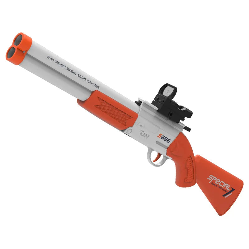 Toy Gun S686 Rifle Double Barreled Airsoft Launcher Dual Soft Bullets Outdoor Sports Game Pistola Shot Gun Weapon for Kids Gift