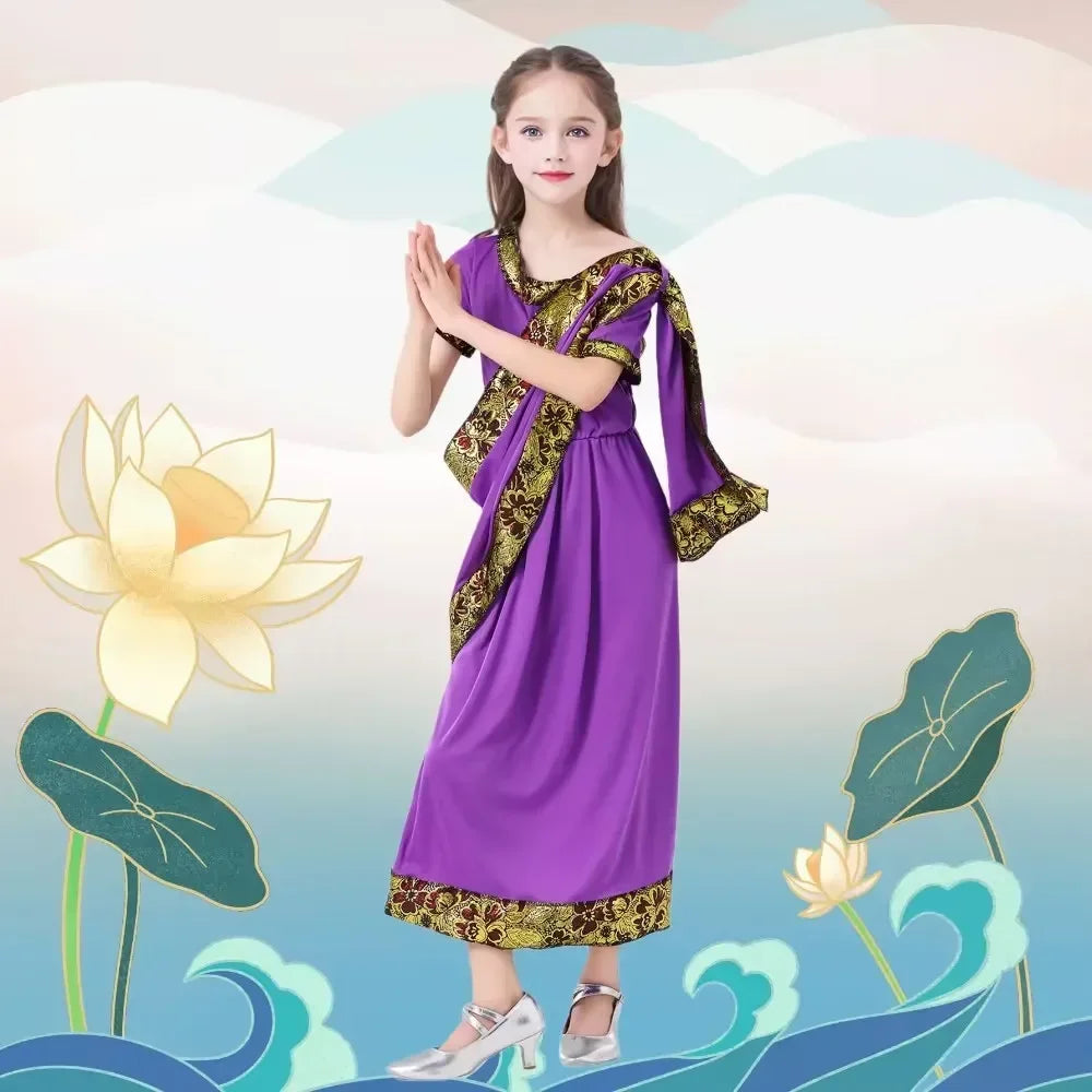 2025halloweenGlamorous National Indian Girls Dress-up Children Nativity Bollywood Princess Ethnic Fancy Dress Sari Costume