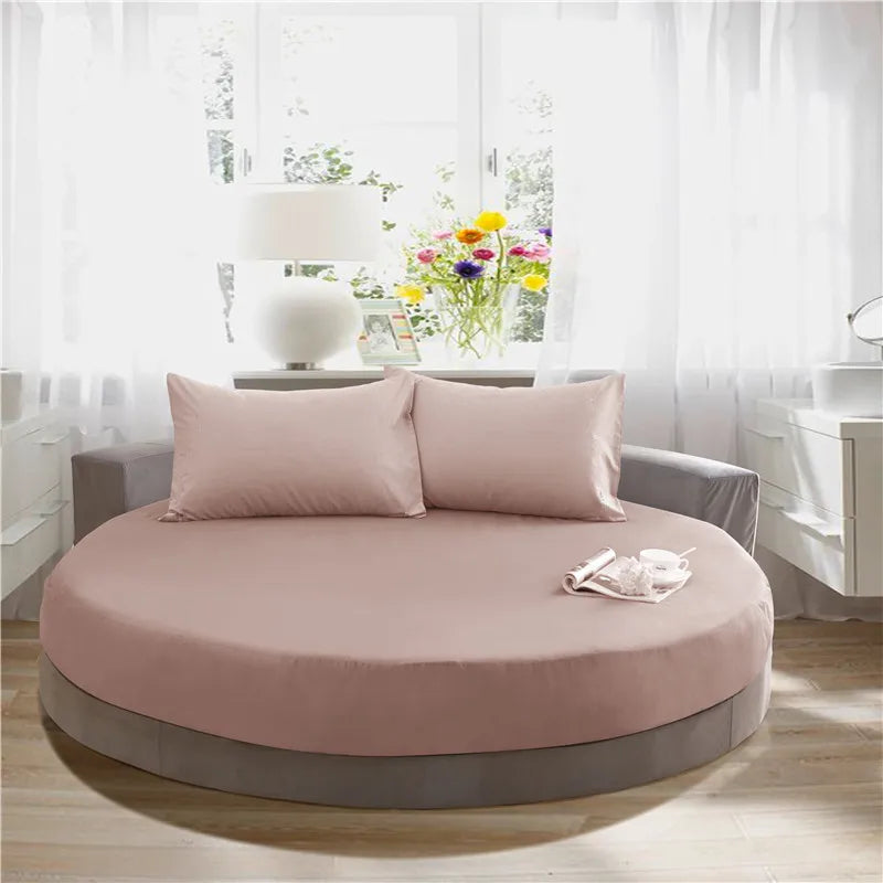 100% Cotton Fitted Sheet Round Hotel Home Extra Soft Round Bed Sheets and Pillowcases Pure Cotton Bedsheet with Elastic Straps