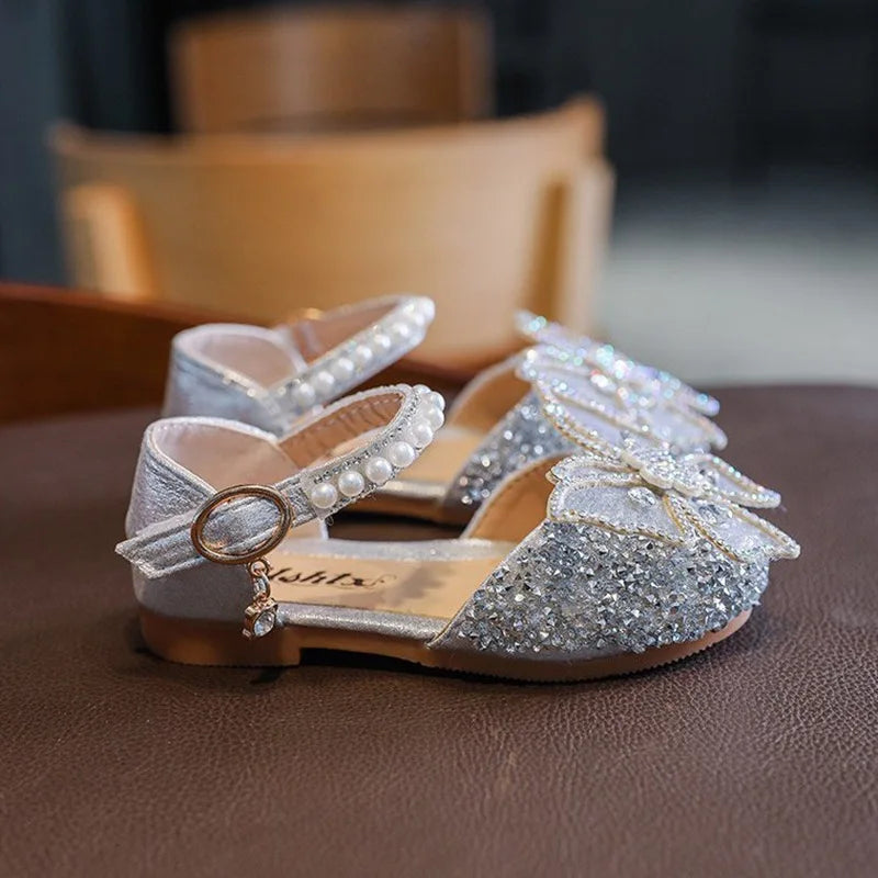 Toddler Girls Dress Shoes for Girls Princess Shoes Low Heels Toddler Soft Sole Glitter Shoes for Wedding Party