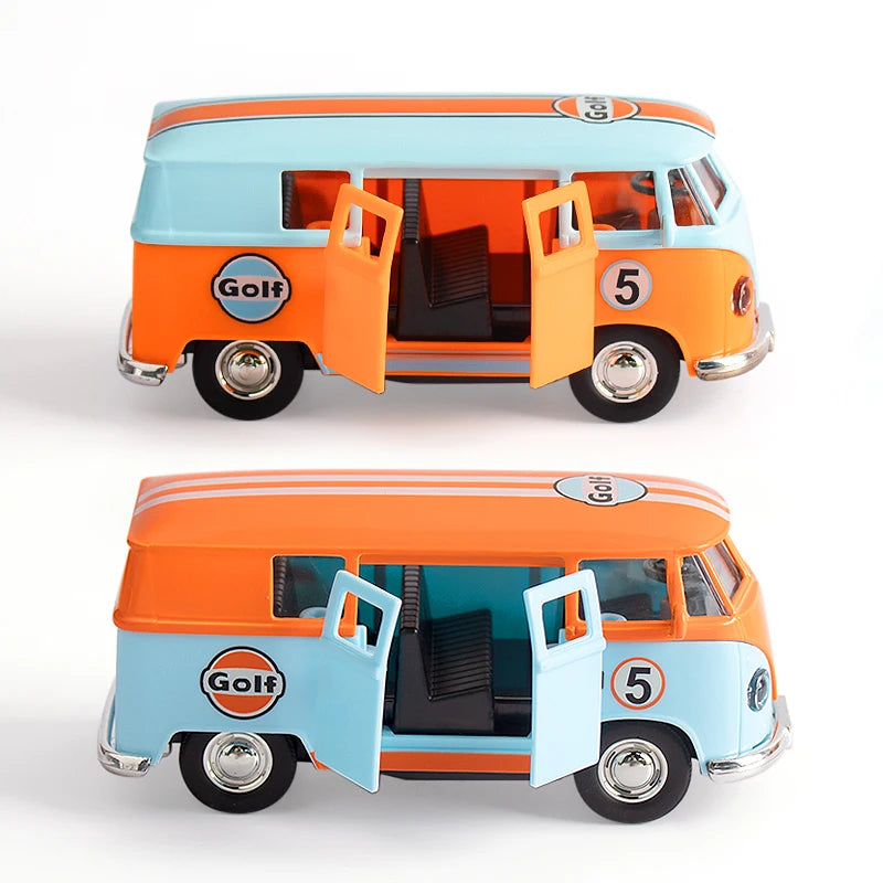 1:36  Bus Transporter Van Gulf Blue Alloy Diecast Model for Volkswagen T1 Samba Toy