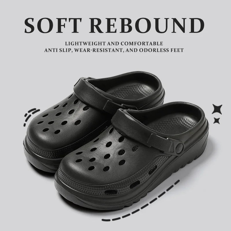 Thick soled perforated shoes for women, sandals for wearing, height increasing slippers, hiking beach sandals