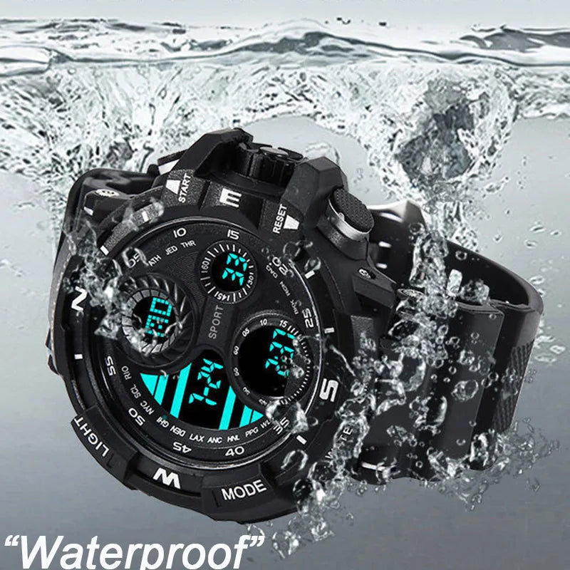 YIKAZE Men's Digital Electronic Watch Sports Glow 55mm Large Dial Student Outdoor Adventure Trend Multifunctional Watches Clock