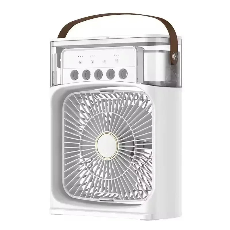 3 in 1 Mini Portable Cooling Fan with USB Charging Water Mist Air Conditioner LED Night Light for Home Office Desk Humidifier