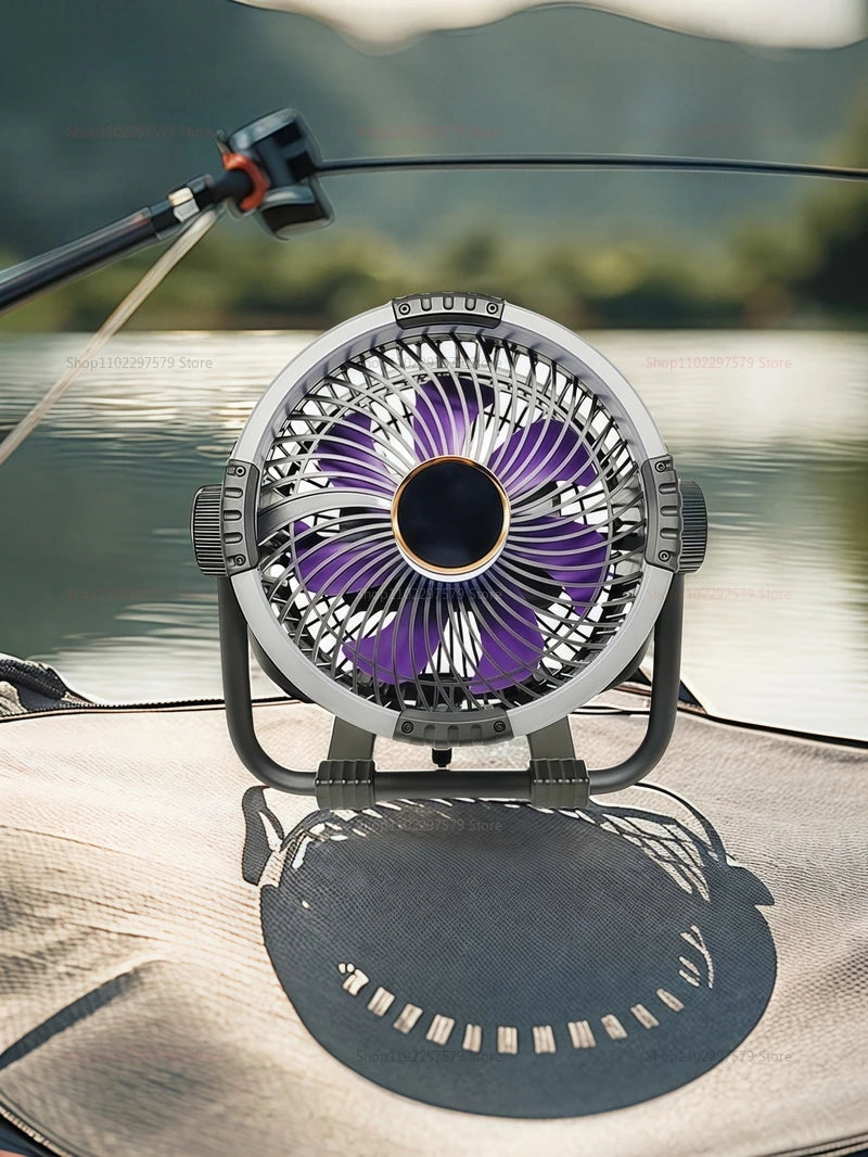 20000mah 6 1 camping fan outdoor ceiling fan with 4 speed charging desktop air circulator LED light power travel camping