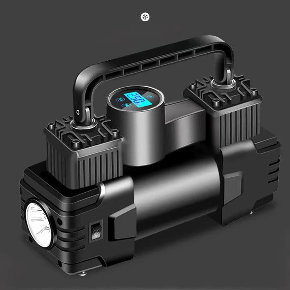 12V 150PSI Mini Air Compressor Dual Cylinder Heavy Duty Tire Inflator with LED Light Car Electric Air Pump Auto Inflatable Pump