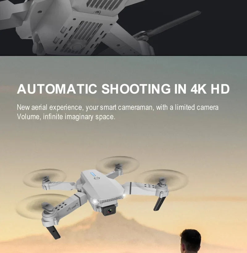 2023 E88 Pro WIFI FPV Drone Wide Angle HD 4K Camera Quadcopter Height Hold RC Foldable Dron Toys Gift