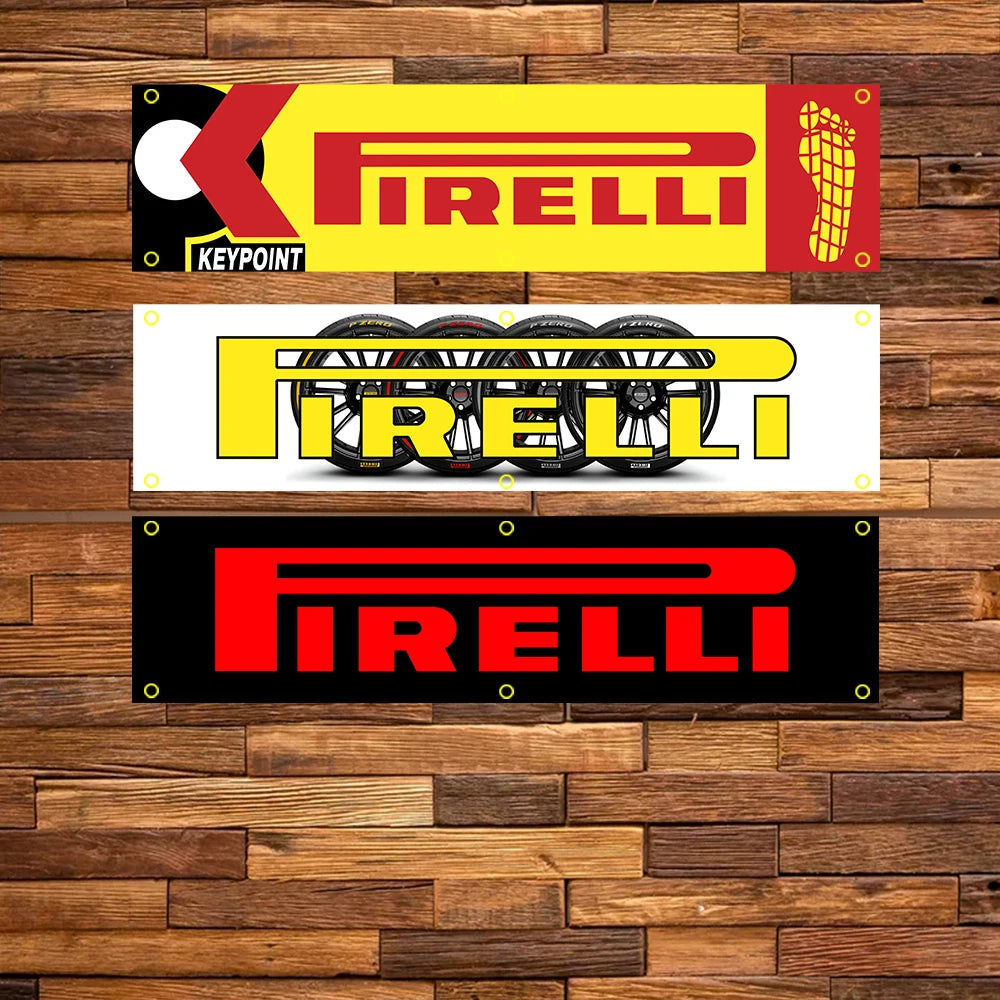 WinBanner 2x8 Fts Pirellis Tyres Flag Polyester Printed Banner Garage or Outdoor For Decoration