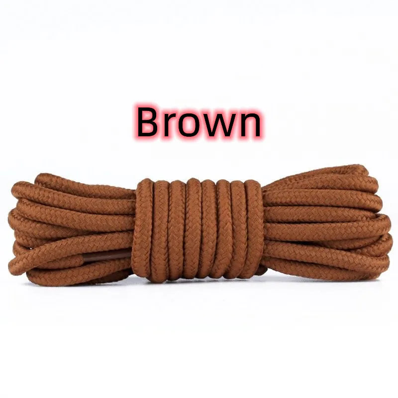 2pcs/ Pair Round Solid Polyester Black Brown Shoelaces For Marten Boot Women Men Outdoor Hiking Boots Sports Shoes Lace Strings