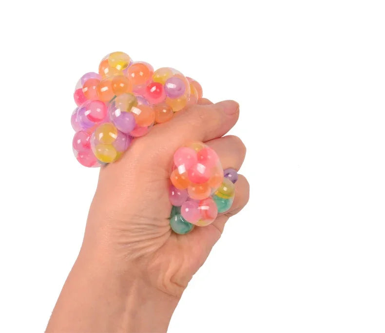 Rainbow Bead Squishy Ball 3D Stress Relief Sensory Toys for Adults Anti-Anxiety Fidget Toy with Non-Toxic for Office Classroom