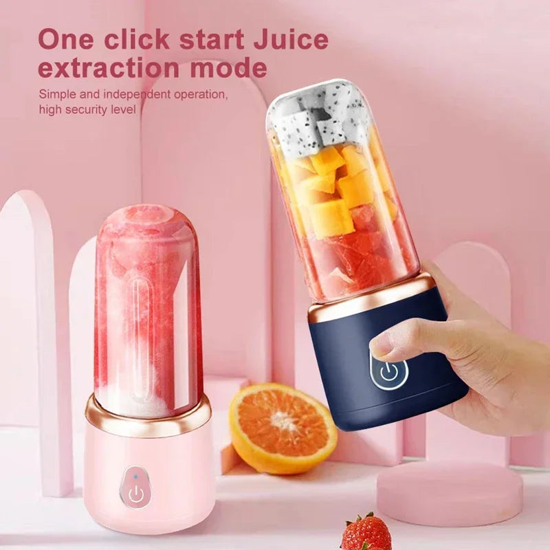 Portable Juicer for Shakes Smoothies Rechargeable USB 400ML Traveling Fruit Juicer Double Cup Fruit Blender Juicer Cup
