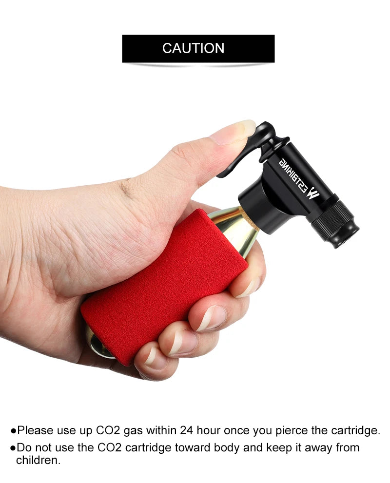 WEST BIKING Mini Bicycle CO2 Pump Portable Tire Inflator For Schrader Presta Adapter MTB Road Bike Aluminum Alloy Automatic Pump