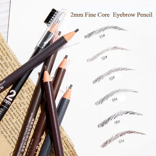 1/3/5/10pcs Ultra-fine Eyebrow Pencil 2mm Line Smooth Soft Eyebrow Pencil Brown Waterproof Long Lasting Make-up Pen with Brush